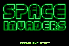 Space Invaders title screen for GameBoy Advance
